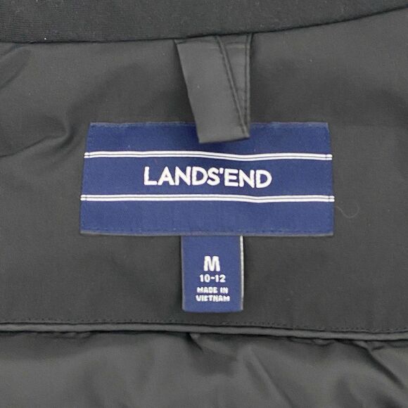 Lands End Down Filled Long Coat Womens Medium Black Pockets Outdoor Warm - Picture 7 of 13
